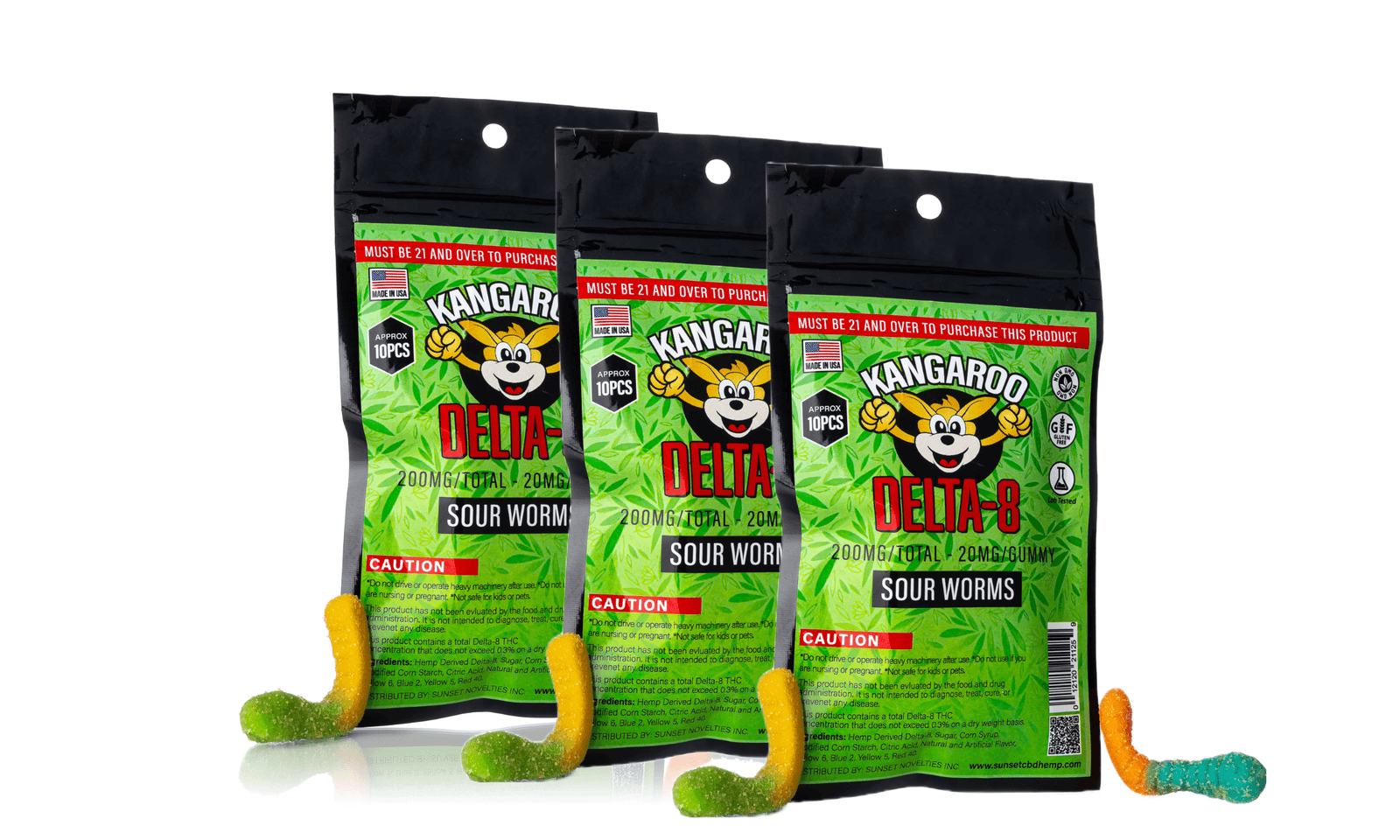 Kangaroo DELTA-8 200MG Gummy Lineup